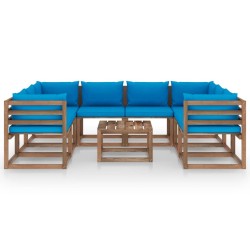 vidaXL 9-tlg. Garten-Lounge-Set mit Kissen in Hellblau
