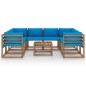 vidaXL 9-tlg. Garten-Lounge-Set mit Kissen in Hellblau vidaXL 9-tlg. Garten-Lounge-Set mit Kissen in Hellblau