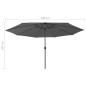 vidaXL Sonnenschirm mit LED-Leuchten und Metallmast 400 cm Anthrazit vidaXL Sonnenschirm mit LED-Leuchten und Metallmast 400 cm Anthrazit