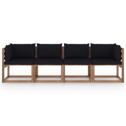 vidaXL Garten-Palettensofa 4-Sitzer mit Kissen Kiefernholz