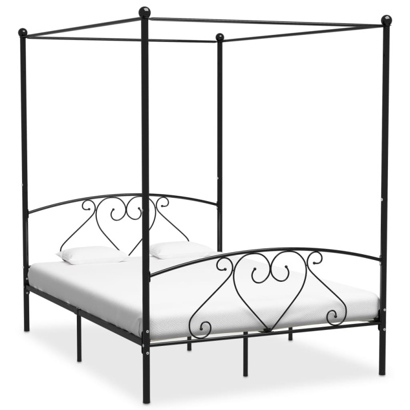 vidaXL Himmelbett-Gestell Schwarz Metall 140 x 200 cm vidaXL Himmelbett-Gestell Schwarz Metall 140 x 200 cm