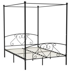 vidaXL Himmelbett-Gestell Schwarz Metall 140 x 200 cm 