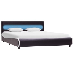vidaXL Bettgestell mit LED Schwarz Kunstleder 140×200 cm 