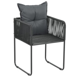 Gartenstühle 2 Stk. mit Polstern Poly Rattan Schwarz