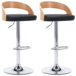 vidaXL Barhocker 2 Stk. Schwarz Kunstleder und Bugholz