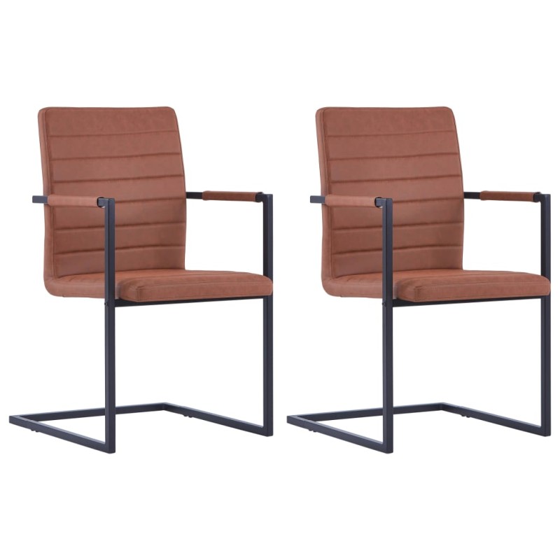 vidaXL Freischwinger 2 Stk. Braun Kunstleder vidaXL Freischwinger 2 Stk. Braun Kunstleder