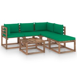 vidaXL 6-tlg. Garten-Lounge-Set aus Paletten mit Kissen Kiefernholz