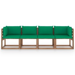 vidaXL Garten-Palettensofa 4-Sitzer mit Kissen Kiefernholz