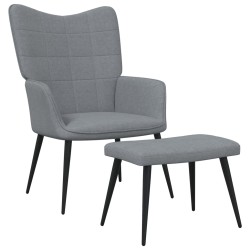 vidaXL Relaxsessel mit Hocker Hellgrau Stoff