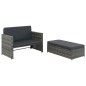 vidaXL 2-tlg. Garten-Lounge-Set mit Auflagen Poly Rattan Grau vidaXL 2-tlg. Garten-Lounge-Set mit Auflagen Poly Rattan Grau