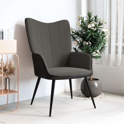vidaXL Relaxsessel Dunkelgrau Samt und PVC