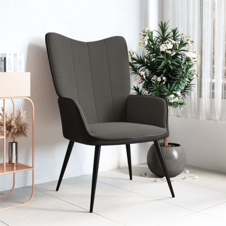 vidaXL Relaxsessel Dunkelgrau Samt und PVC