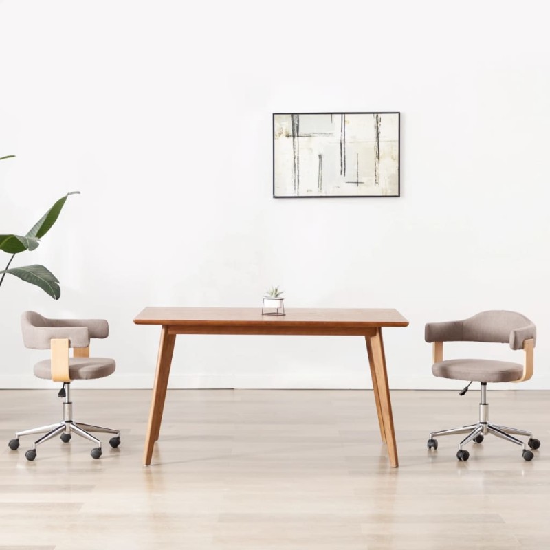 vidaXL Esszimmerstuhl Drehbar Taupe Bugholz und Stoff vidaXL Esszimmerstuhl Drehbar Taupe Bugholz und Stoff