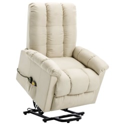 vidaXL Massagesessel mit Aufstehhilfe Creme Stoff