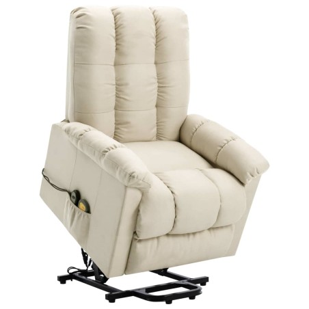 vidaXL Massagesessel mit Aufstehhilfe Creme Stoff