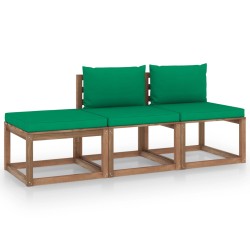 vidaXL 3-tlg. Garten-Lounge-Set aus Paletten mit Kissen Kiefernholz