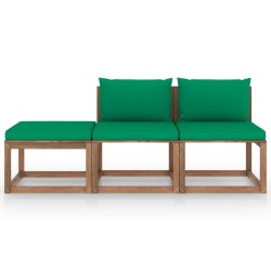 vidaXL 3-tlg. Garten-Lounge-Set aus Paletten mit Kissen Kiefernholz