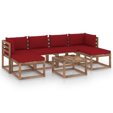 vidaXL 7-tlg. Garten-Lounge-Set aus Paletten mit Kissen Kiefernholz