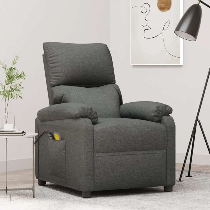 vidaXL Massagesessel Elektrisch Dunkelgrau Stoff vidaXL Massagesessel Elektrisch Dunkelgrau Stoff