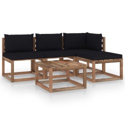 vidaXL 5-tlg. Garten-Lounge-Set aus Paletten mit Kissen Kiefernholz