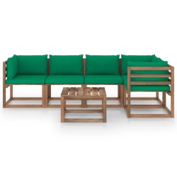 vidaXL 6-tlg. Garten-Lounge-Set aus Paletten mit Kissen Kiefernholz