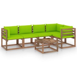 vidaXL 6-tlg. Garten-Lounge-Set aus Paletten mit Kissen Kiefernholz