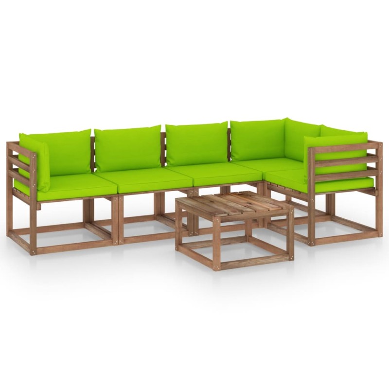 vidaXL 6-tlg. Garten-Lounge-Set aus Paletten mit Kissen Kiefernholz vidaXL 6-tlg. Garten-Lounge-Set aus Paletten mit Kissen Kiefernholz