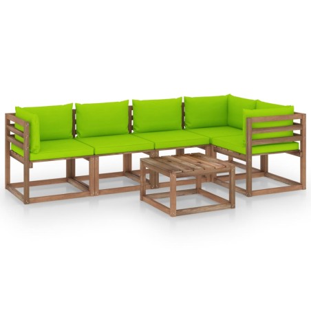 vidaXL 6-tlg. Garten-Lounge-Set aus Paletten mit Kissen Kiefernholz