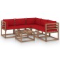 vidaXL 6-tlg. Garten-Lounge-Set mit Kissen in Rot Kiefernholz vidaXL 6-tlg. Garten-Lounge-Set mit Kissen in Rot Kiefernholz