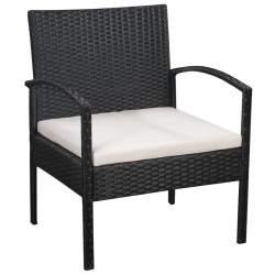 5-tlg. Garten-Lounge-Set mit Auflagen Poly Rattan Schwarz