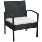 5-tlg. Garten-Lounge-Set mit Auflagen Poly Rattan Schwarz 5-tlg. Garten-Lounge-Set mit Auflagen Poly Rattan Schwarz