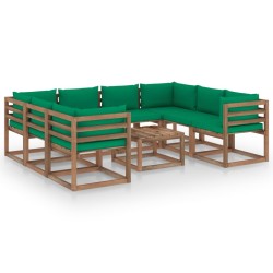 vidaXL 9-tlg. Garten-Lounge-Set mit Kissen in Grün