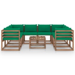 vidaXL 9-tlg. Garten-Lounge-Set mit Kissen in Grün
