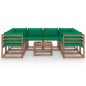 vidaXL 9-tlg. Garten-Lounge-Set mit Kissen in Grün vidaXL 9-tlg. Garten-Lounge-Set mit Kissen in Grün