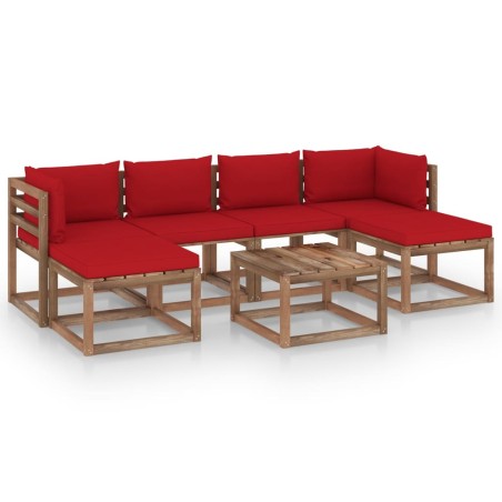 vidaXL 7-tlg. Garten-Lounge-Set aus Paletten mit Kissen Kiefernholz