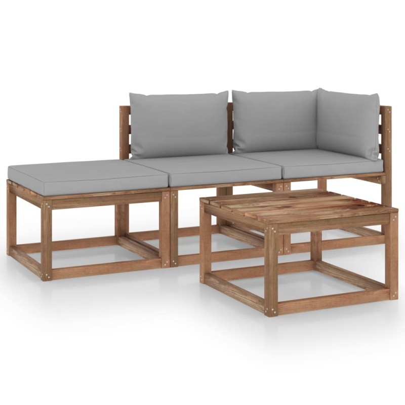 vidaXL 4-tlg. Garten-Lounge-Set aus Paletten mit Kissen Kiefernholz vidaXL 4-tlg. Garten-Lounge-Set aus Paletten mit Kissen Kiefernholz