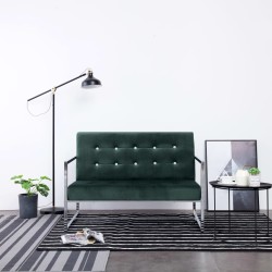vidaXL 2-Sitzer-Sofa mit Armlehnen Dunkelgrün Chrom und Samt  
