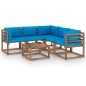 vidaXL 6-tlg. Garten-Lounge-Set mit Kissen in Blau Kiefernholz vidaXL 6-tlg. Garten-Lounge-Set mit Kissen in Blau Kiefernholz
