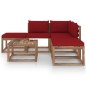 vidaXL 6-tlg. Garten-Lounge-Set mit Weinroten Kissen vidaXL 6-tlg. Garten-Lounge-Set mit Weinroten Kissen