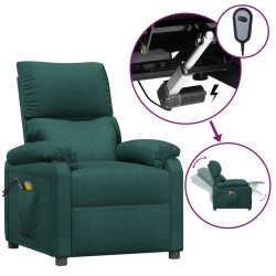 vidaXL Elektrischer Massagesessel Dunkelgrün Stoff