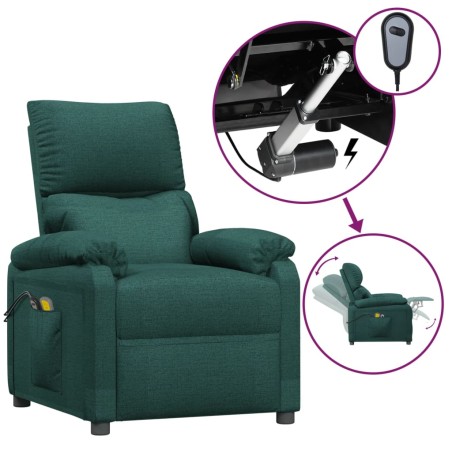 vidaXL Elektrischer Massagesessel Dunkelgrün Stoff