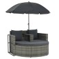 Gartenbett mit Sonnenschirm Grau Poly Rattan Gartenbett mit Sonnenschirm Grau Poly Rattan