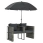 Gartenbett mit Sonnenschirm Grau Poly Rattan Gartenbett mit Sonnenschirm Grau Poly Rattan