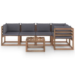 vidaXL 6-tlg. Garten-Lounge-Set aus Paletten mit Kissen Kiefernholz