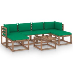vidaXL 7-tlg. Garten-Lounge-Set aus Paletten mit Kissen Kiefernholz