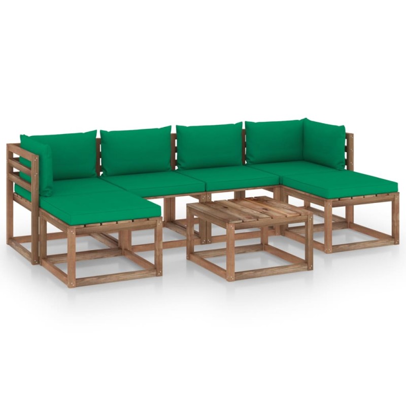 vidaXL 7-tlg. Garten-Lounge-Set aus Paletten mit Kissen Kiefernholz vidaXL 7-tlg. Garten-Lounge-Set aus Paletten mit Kissen Kiefernholz