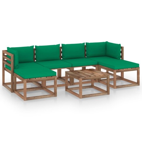 vidaXL 7-tlg. Garten-Lounge-Set aus Paletten mit Kissen Kiefernholz