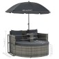 Gartenbett mit Sonnenschirm Grau Poly Rattan Gartenbett mit Sonnenschirm Grau Poly Rattan