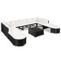 12-tlg. Garten-Lounge-Set mit Auflagen Poly Rattan Schwarz 12-tlg. Garten-Lounge-Set mit Auflagen Poly Rattan Schwarz