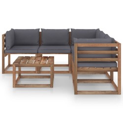 vidaXL 6-tlg. Garten-Lounge-Set mit Kissen in Anthrazit Kiefernholz